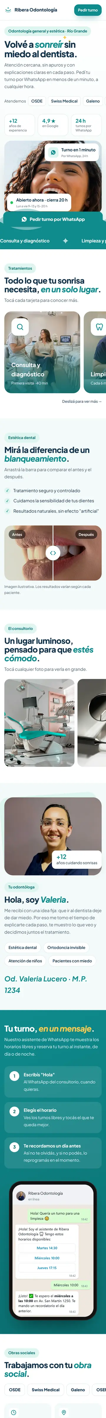 Página de Ribera Odontología vista en celular