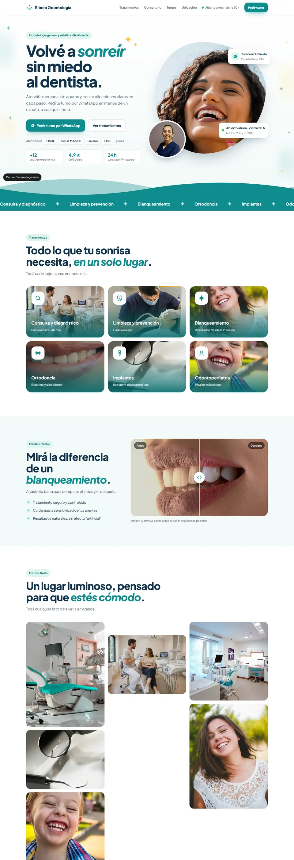 Página de Ribera Odontología vista en computadora